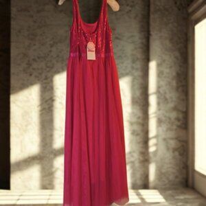 Elegant Pink Sequin Maxi Dress